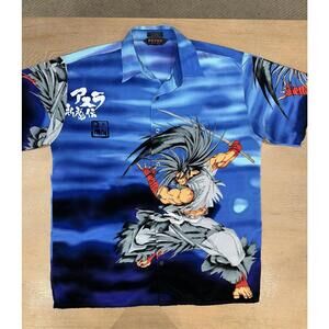 Vtg D Tek Sport Short Sleeve Shirt Men's M Japanese Anime Sword Fight Multicolor
